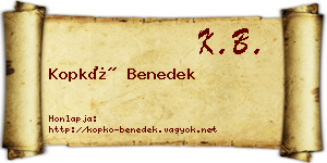 Kopkó Benedek névjegykártya