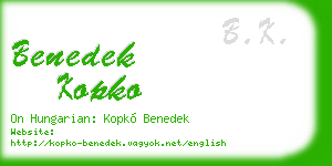 benedek kopko business card