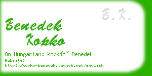 benedek kopko business card